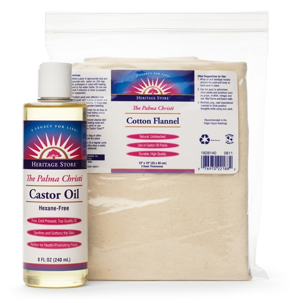 Castor oil and cotton flannel.